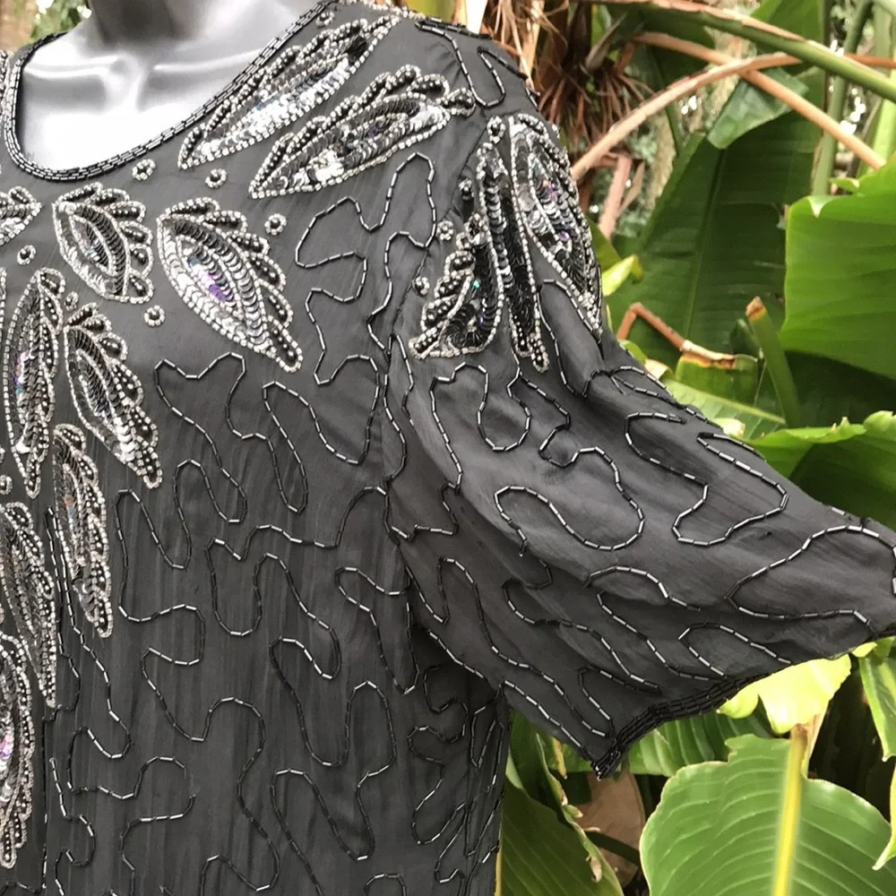 Vintage pure silk beaded and sequin dress